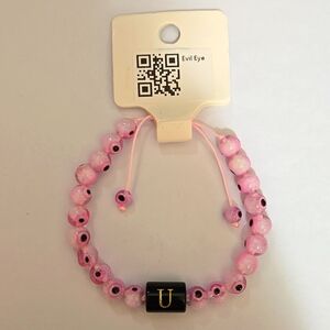 Evil Eye Gem Stone Bracelet Letter U